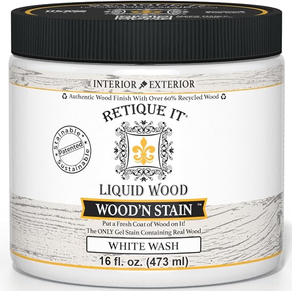 Retique It Wood'nStain - Liquid Wood Gel Stain Interior/Exterior (16 oz (Pint), 99 White Wash)