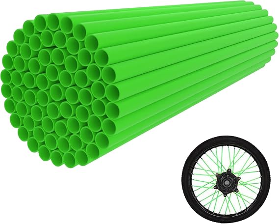 GOOFIT 72Pcs Motorcycle Spoke Skins Covers Coats Wheels Trim Cover Pipe Decorative Protective Wraps Kits for SUV Bicycle Off-Road Dirt Bike (Green)