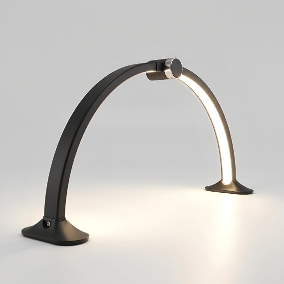 Neatfi LED Half Moon Desk Lamp | 3,360 Lumens | 48W | Adjustable 3000K6000K Lighting | Touch & Knob Control | Nail Tech Lamp for Estheticians, Eyelash, Makeup, Tattoo & Salon Work (Black-2)