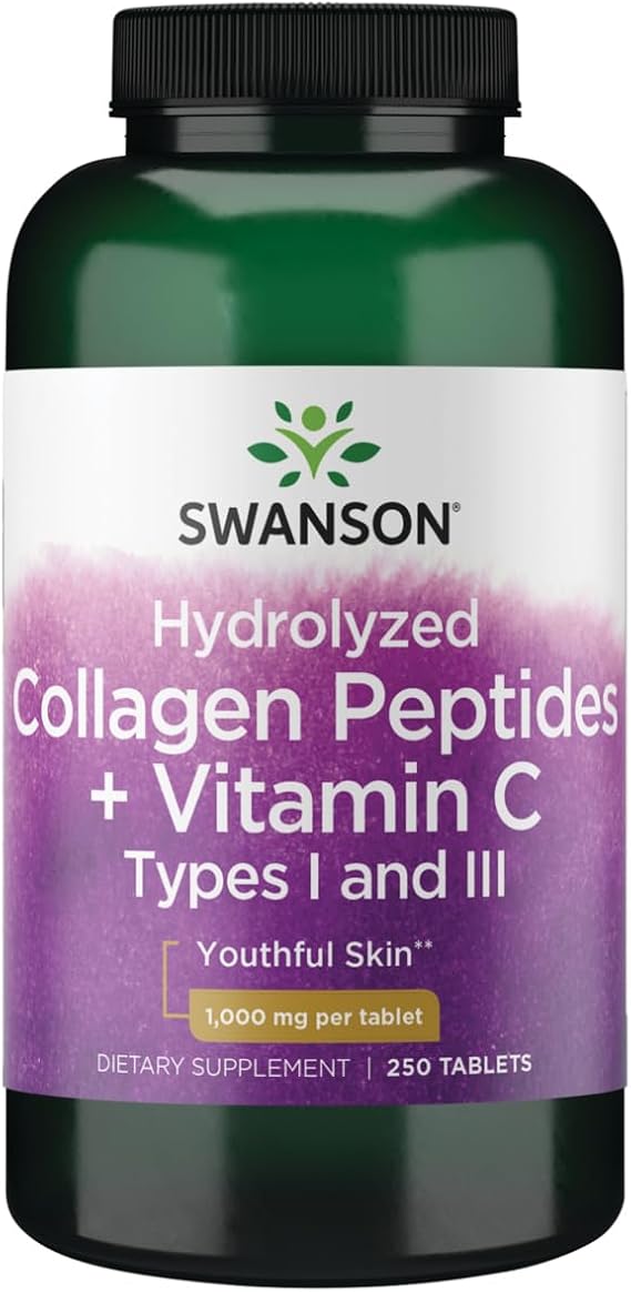 Swanson Hydrolyzed Collagen Peptides + Vitamin C 1,000 mg, 250 Tablets