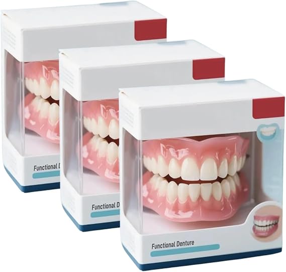 Silicone Denture Reline Kit, Moldable Dentures for Men and Women, Comfort Support for Denture Wearers, Soft and Comfortable, for Partial/Full Dentures (3 Pcs)