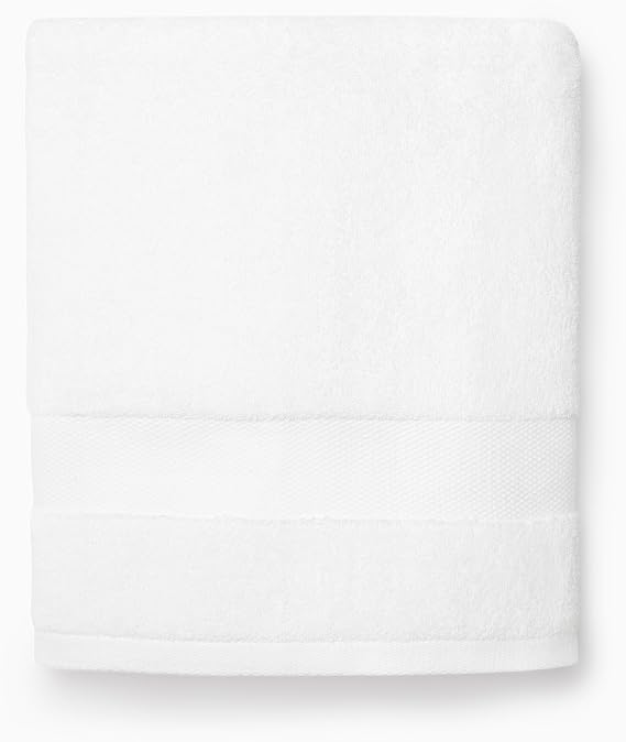 Sferra Bello Nuovo Large Bath Towel 30" x 60" - 100% Long-Staple Combed Cotton, Premium Fade-Resistant Dye, Super Soft and Highly Absorbent, Luxurious Honeycomb Dobby Border for Bathroom, White