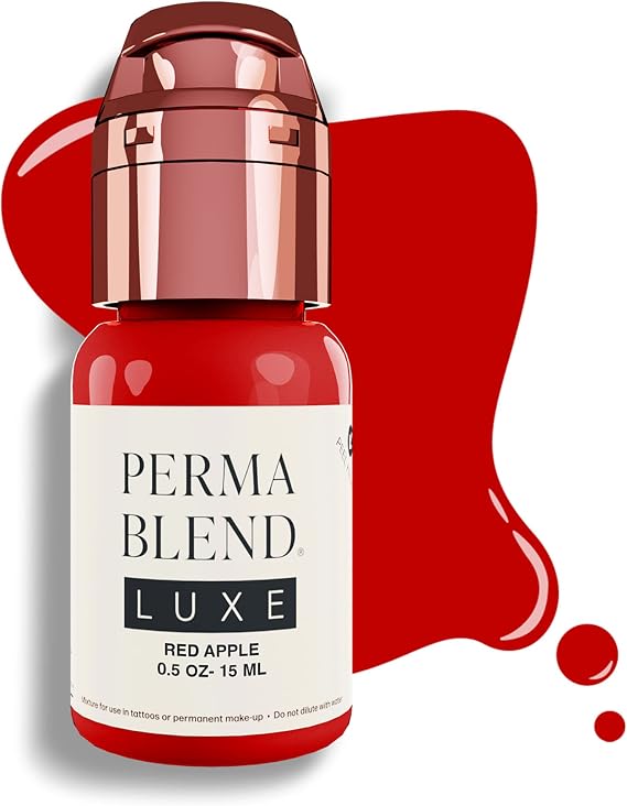 Perma Blend Luxe Red Apple - Medium Red Tattoo Ink for Permanent Makeup with a Sheer Pink-Red Undertone - Tattoo Supplies for Lip Blush Microblading - Vegan & Cruelty-Free (0.5 oz)