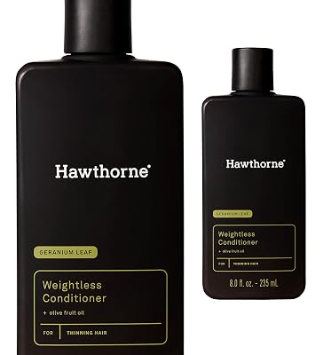 Hawthorne Mens Weightless Conditioner. For Thinning and Thin Hair. Made with Nutrient-Rich Olive Fruit Extract and Sunflower Seed Extract. Sulfate-Free, Paraben Free. 8 fl. oz.