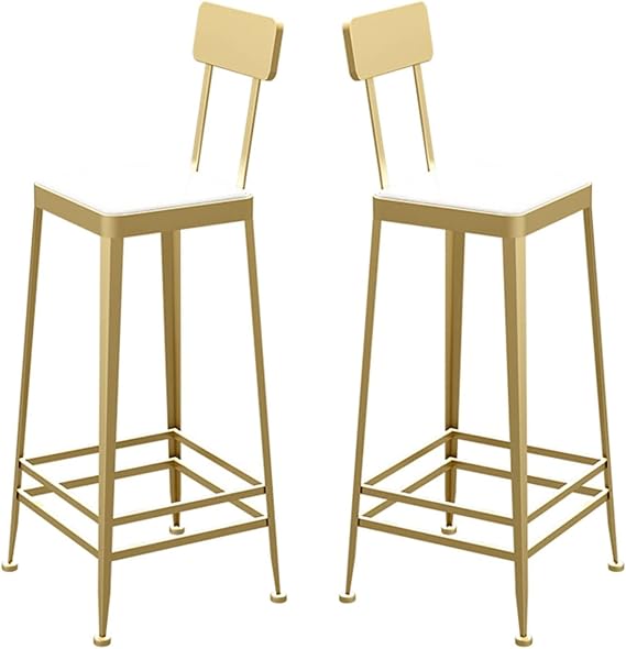 Modern Bar Stools Set Counter Height Dining Chairs Set of 2 PU Bar Stools Kitchen Breakfast Bar Chairs with Back 75CM Seat Height for Home