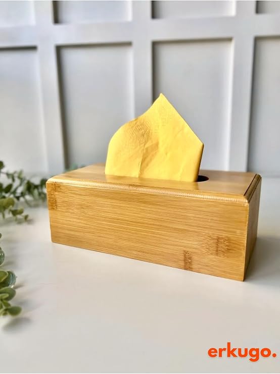 Bambu Peçetelik, 23 cm Masaüstü Peçete Kutusu, Bambu Kağıt Mendil Kutusu Kahverengi 23 x 13