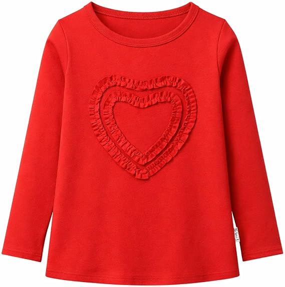 Girls' Heart-Shaped Long Sleeve T-Shirt