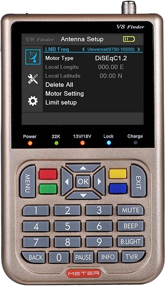 Satellite Finder Satellite Signal Meter V8 2/Finder Meter DVB-S/DVB-S2X Parabol Locator Finder Satellite FTA Satellite Receiver Digital TV HD LCD MPEG-2/4 H.264(V8 Finder Meter)