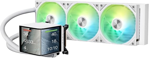 TRYX Panorama 360mm AIO White Curved Screen GIPHY Built-in Asetek 320w TDP | Asetek 8th Gen V2, ROTA SL ARGB Pogo-Pin Fan, 6.67'' AMOLED, 2K 60Hz, KANALI Customizability, Intel LGA 1851/1700 AMD AM5/AM4