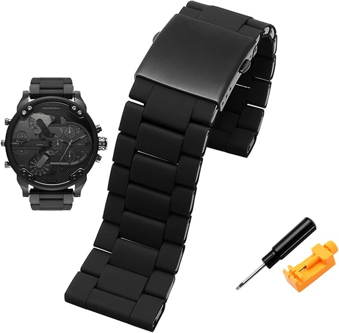 Watch Strap For Diesel DZ7370 DZ7395 DZ 7430 DZ7396 Men's Large Dial Silica Gel Fine Steel Watch Band 28mm