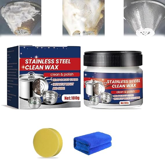 Stainless Steel Clean Wax,Magical Nano-Technology Stainless Steel Cleaning Paste,stainless steel Scratch Remover for Appliances for Oven, Sink, Fridge & Cookware (1PCS)