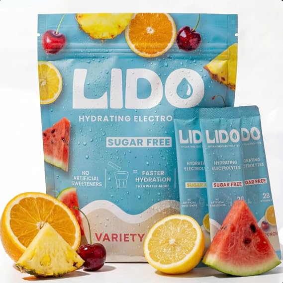 LIDO Electrolyte Powder Packets Zero Sugar Hydration Drink Mix Packets with Trace Minerals & Sea Salt Vegan, Keto, Paleo & Fasting Friendly Variety Pack for Replenishment & Energy, 28 Sticks