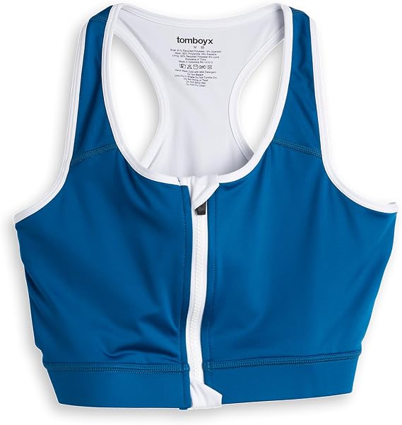 TomboyX Zip-Up Swim Top, Racerback Bathing Suit Compression Sport Swimming Bra UPF 50 Sun Protection, Size Inclusive (XS-6X)