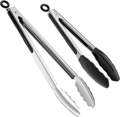 Set of 2 Cooking Tongs,600oF High Heat-Resistant,Kitchen Utensils,Cooking Utensils for Grill,Salad,BBQ,Frying,Baking,Serving 912 inches