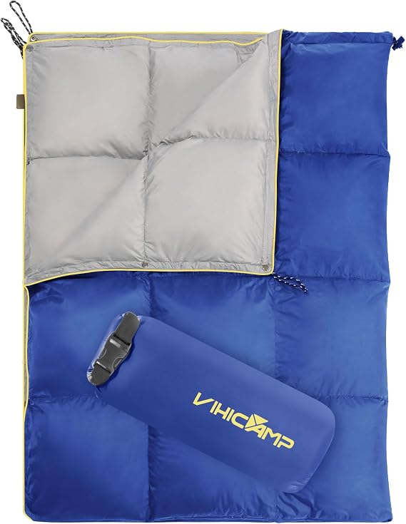 Down Camping Blanket, Lightweight Packable Outdoor Blanket, Warm