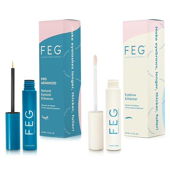 FEG Pro Advanced Eyelash Enhancer and Eyebrow Growth Serum Bundle | Brow and Lash Serum for Help Growing Naturally Thick, Full, and Long Eyelashes and Eyebrows | Stimulate Natural Growth | 3ml Bottles