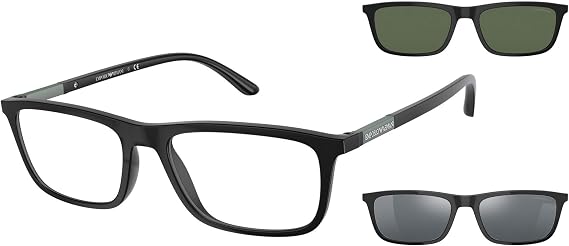 Emporio Armani EA 4160-50421W Sunglasses, Matte Black w/Clear Lens, 55mm