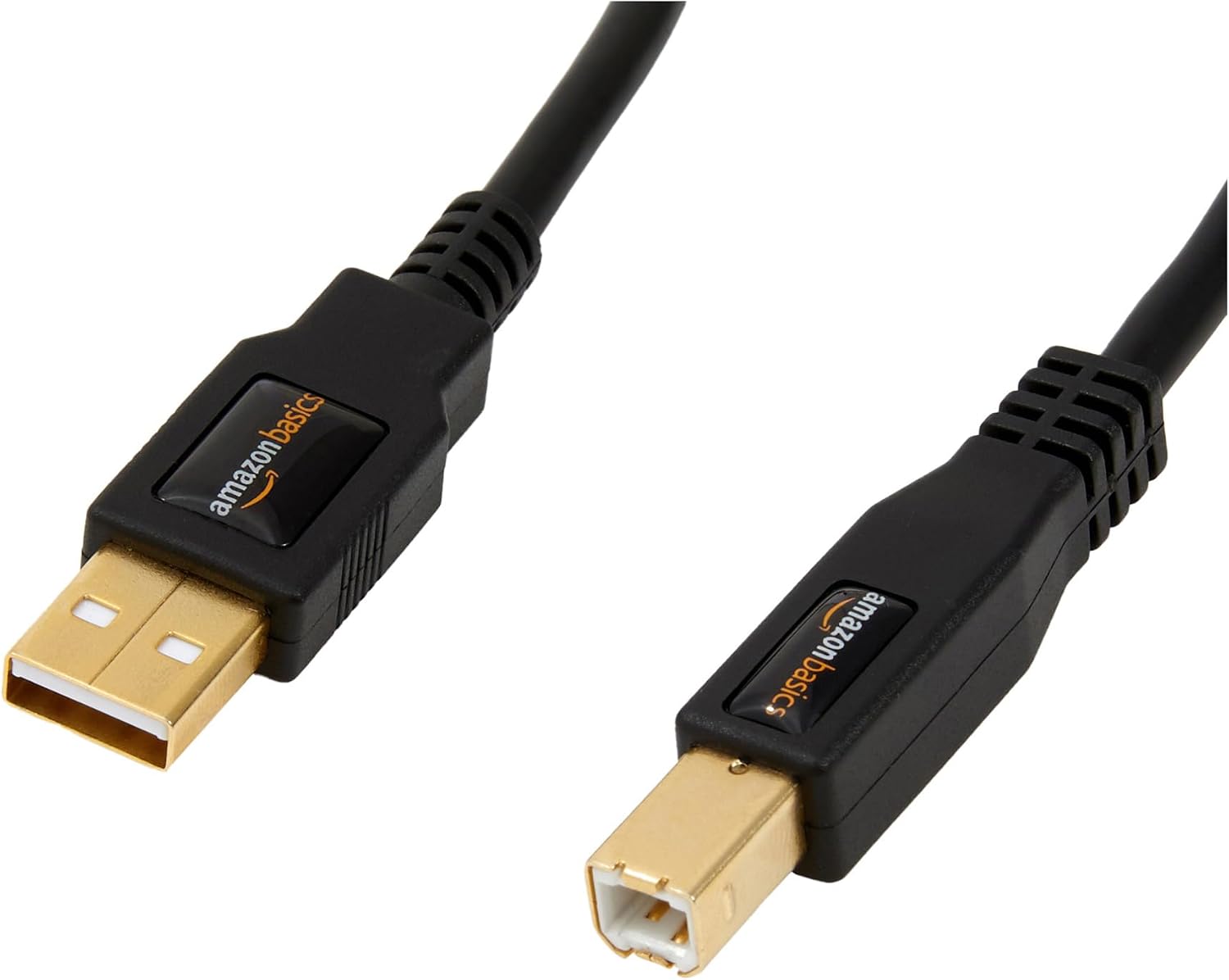 Amazon Basics USB-A to USB-B 2.0 Cable for Printer or External Hard Drive, Gold-Plated Connectors, 4.8 m, Black