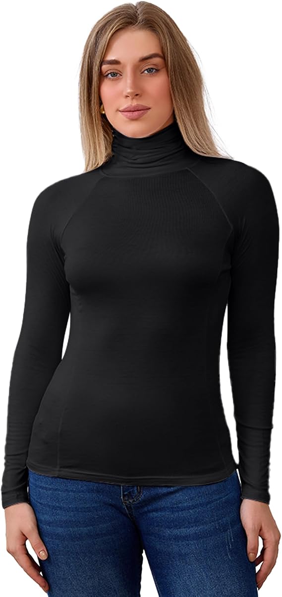 Women's Lightweight Turtleneck Long Sleeve Shirts Slim Fit Thermal Underwear Tops Winter Clothes