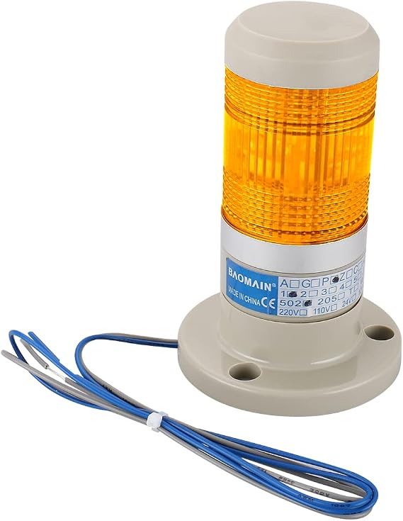BAOMAIN 110V AC Industrial Continuous Signal Tower Light LTP-502T Yellow