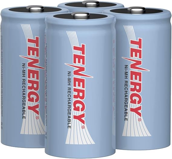 Tenergy C Size Battery 1.2V 5000mAh High Capacity NiMH Rechargeable Battery for LED Flashlights Kids Toy and More, 4 Pack