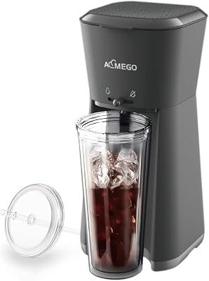 Electric Iced and Hot Tea Maker with 20oz Traveling Tumbler, Single Coffee Machine with Reusable Filter BLACK