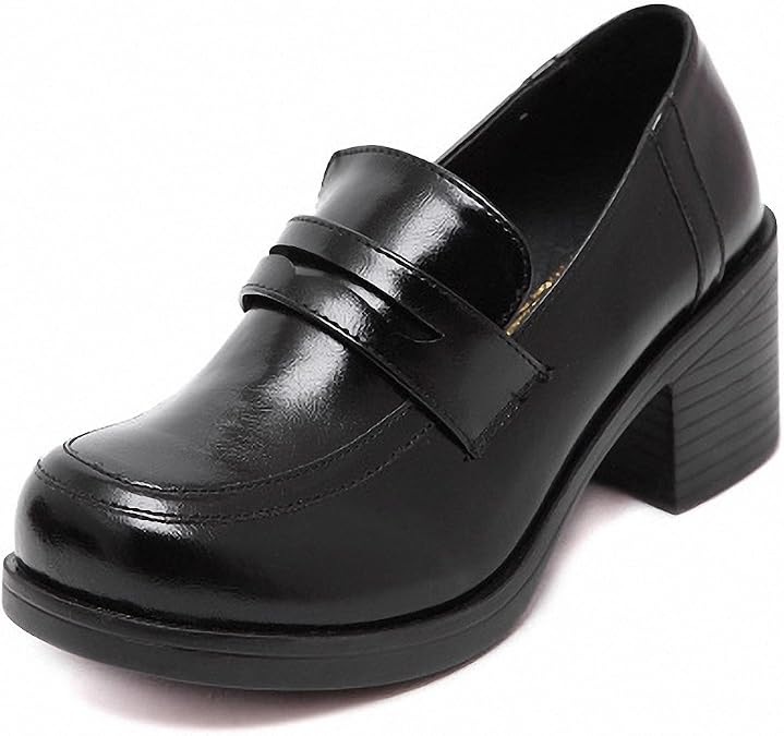 MEWOW Women's Girl's Lolita Mid Heel Students Uniform Dress Shoes for Costume and Daily