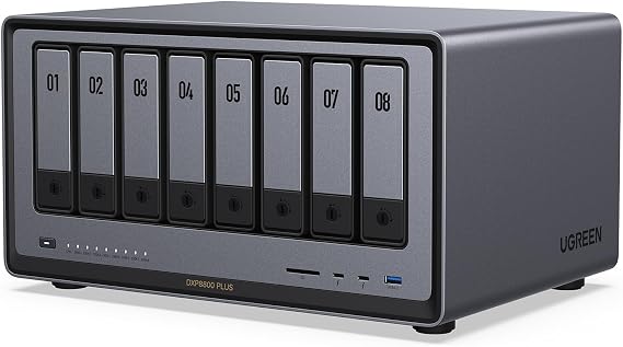 UGREEN NAS DXP8800 Plus 8-Bay, Intel i5 1235u 10-Core CPU (Diskless) | 8GB DDR5 RAM, Bulit-in 128G SSD for System, 2x10GbE, 2x M.2 NVMe Slots, 8K HDMI, 2x TBT4, Network Attached Storage (Diskless)