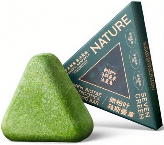 Nature Triangle Shampoo Bar,Nature Seven Green Soap Shampoo for Hair Care,Gentle Cleansing Solid Shampoo Bar,Handmade Plant-Based Shampoo Bar for Strengthen Hair,Improve Frizziness Hair