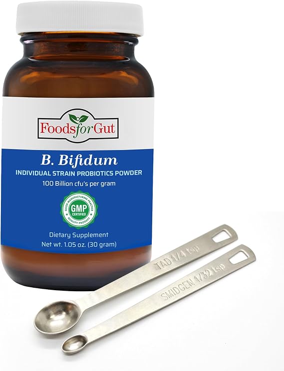 Foods For Gut Bifidobacterium Bifidum Probiotic Powder 100 Billion cfu's | Made in USA | No Additives | Digestive & Immune Support | High Potency | B. Bifidum | 30 Grams (1.05 Oz)