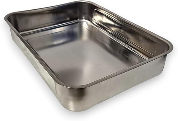 Derin Fırın Tepsisi Yoğurt Mayalama Paslanmaz Çelik Çok Amaçlı Dikdörtgen Metal Tava Saklama Kabı (36,5x26,5x6,5 cm, 304 (18/10) Kalite, Makinede Yıkanabilir, Gıdaya Uygun, Kolay Temizlenebilir)