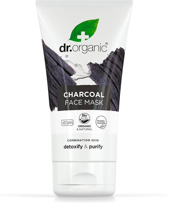 Dr Organic Charcoal Face Mask, Cleansing, For Acne & Clearing Skin, Oily, Problem Skin, Natural, Vegan, Cruelty-Free, Paraben & SLS-Free, Recycled & Recyclable, Organic, 125ml, Packaging may vary
