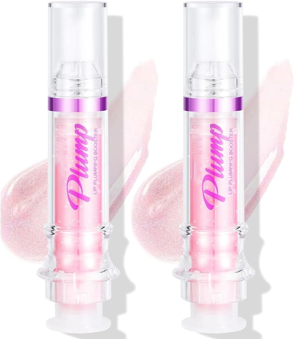 Baorder 2PCS Plumping Lip Oil With Chili Extract-Fuller Lips Instantly!Clear Pink Plumper Pout Lips Lip Gloss,Hydrating Nourishing Tinted Lip Balm Liquid Lipstick for Moisturizing Lips (02, pink)