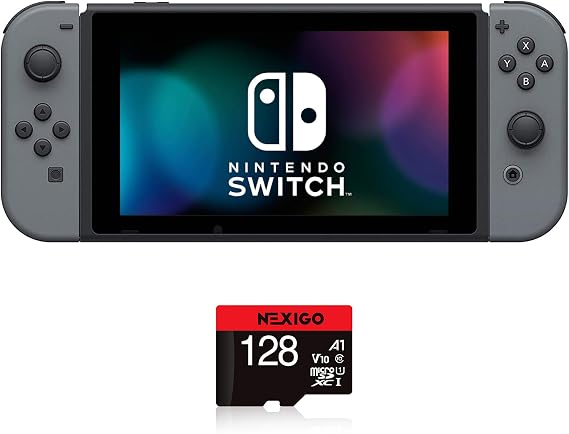 Nintendo Newest Switch with Gray Joy-Con Family Christmas Holiday Bundle - 6.2" Touchscreen LCD Display, 32GB of Internal Storage - + NexiGo_128GB MicroSD Card Holiday Bundle