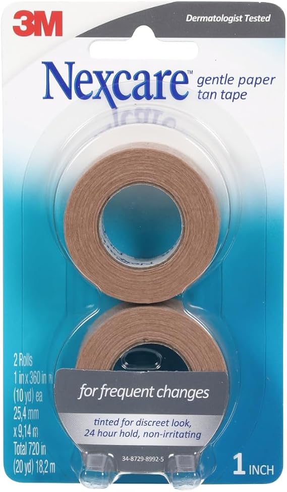 Nexcare Gentle Paper First Aid Tape T781-2PK, Tan, 1 in x 10 yds