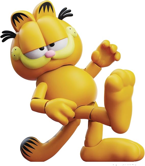 Boss Fight Studio Garfield the Cat Action Figure Highly Articulate Collectible Figurine with Tray of Lasagna, Teddy Bear Pooky, and Interchangeable Expression