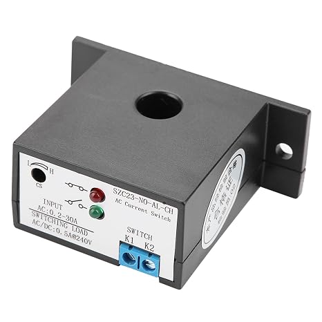Current Sensing Relay Switch, 1% Accuracy Normally Open Amp Sensor Relay AC 0.2-30A Adjustable Self Powered Control, Rated Load 0.5A@240V AC/DC, 200ms Response Time
