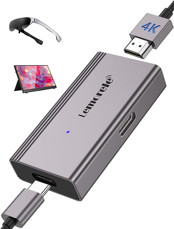 Lemorele 4K 60Hz HDMI to USB C Adapter with Power Supply for AR Glasses
