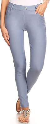 ICONOFLASH Womens Stretch Jeggings with 5 Pockets Pull On Skinny Jean Leggings Available in Plus Size