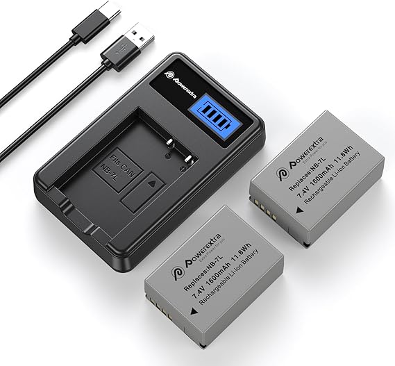 Powerextra NB-7L 2-Pack 1600mAh 7.4V Battery and Charger for Canon PowerShot G10 G11 G12 SX30 is Digital Camera