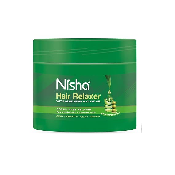 Nisha Hair Relaxer, Lye Based Hair Relaxer for Curly Hairs, Cream Base Relaxer with AloeVera & Olive Oil, Instant Performance on Resistant/Coarse Hairs, Achieves Soft, Smooth, Silky Hairs, 500gm Jar