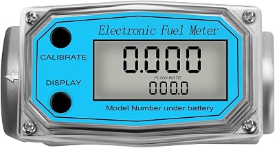 Water Flow Meter, Aluminum Alloy Digital Flow Meter LCD Electronic Fuel Meter Flowmeter NPT Counter Petrol Methanol Water with High PrecisionBlue Flow Meter