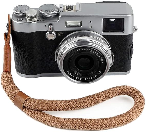Camera Hand Wrist Strap Soft Cotton Hand Strap compatible for Fujifilm X-T5 X-T30 X-T20 X-T4 X-T3 X100V X100F Sony A6000 A6100 A6300 A6400 A6500 A6600 A6700 & More Mirrorless cameras - Coffee
