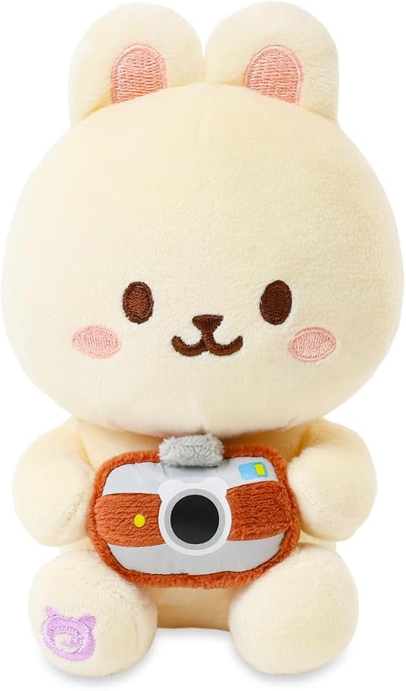 Anirollz Bunniroll Sitting Plush, Kawaii Rabbit Bunny Holding Camera, 6"