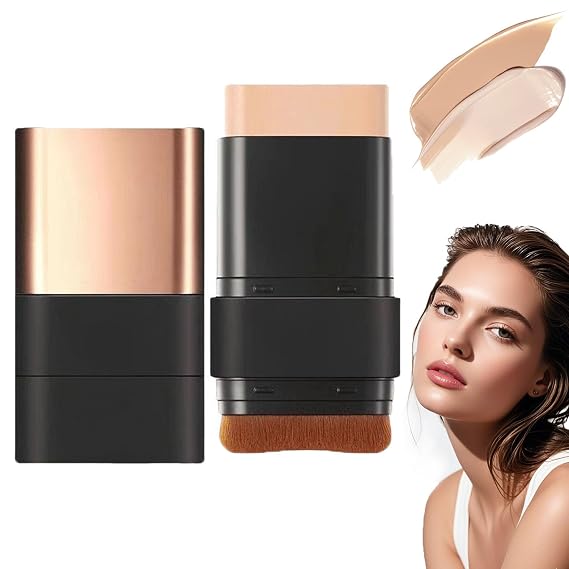 Stick Foundation, Korean Stick Foundation, Korean Foundation Stick with Brush, 6 in 1- Luxury Anti-Wrinkle Foudation Stick, Flawless Eraser Foundation Stick (#02 Natural)