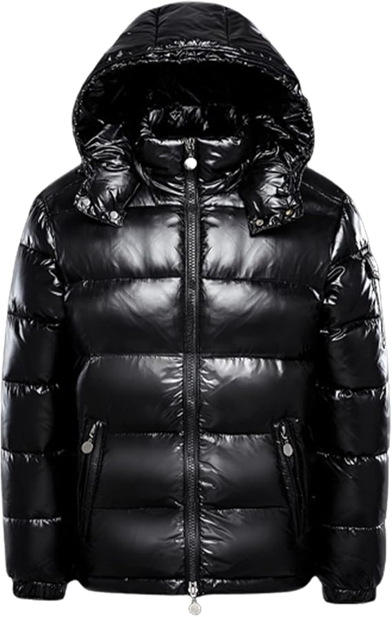 Winter Thick Down Jacket Men and Women Short Shiny White Duck Down Jacket with Hood Puffer Coat