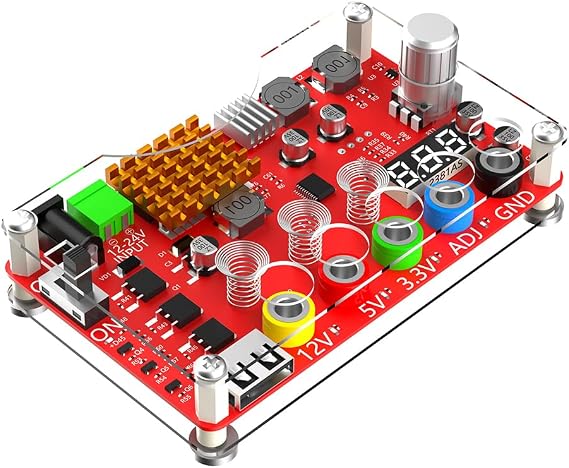 SUPERPLUS DC Input 13-24V to 3.3V, 5V, 12V and 1.8V-10.8V (ADJ) Output Voltage Breakout Board with Adjustable Voltage Knob and Touch Sensor Switch