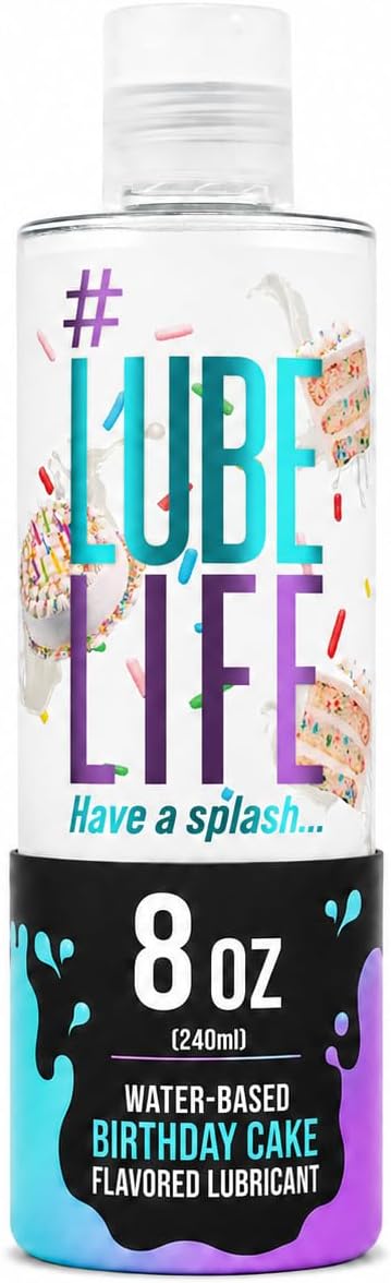 Lube Life Water-Based Birthday Cake Flavored Lubricant, Personal Lube for Men, Women and Couples, Made Without Added Sugar, 240 ml