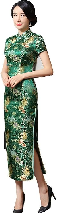 Shanghai Story Chinese Dress Long Cheongsam Satin Qipao for Women
