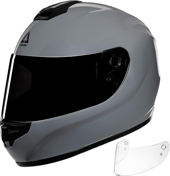 TRIANGLE Full Face Motorcycle Helmet DOT Approved for Men Women Street Bike | Includes clear and tinted visors plus storage bag, features washable comfort lining and 4-vent system for street bike racing